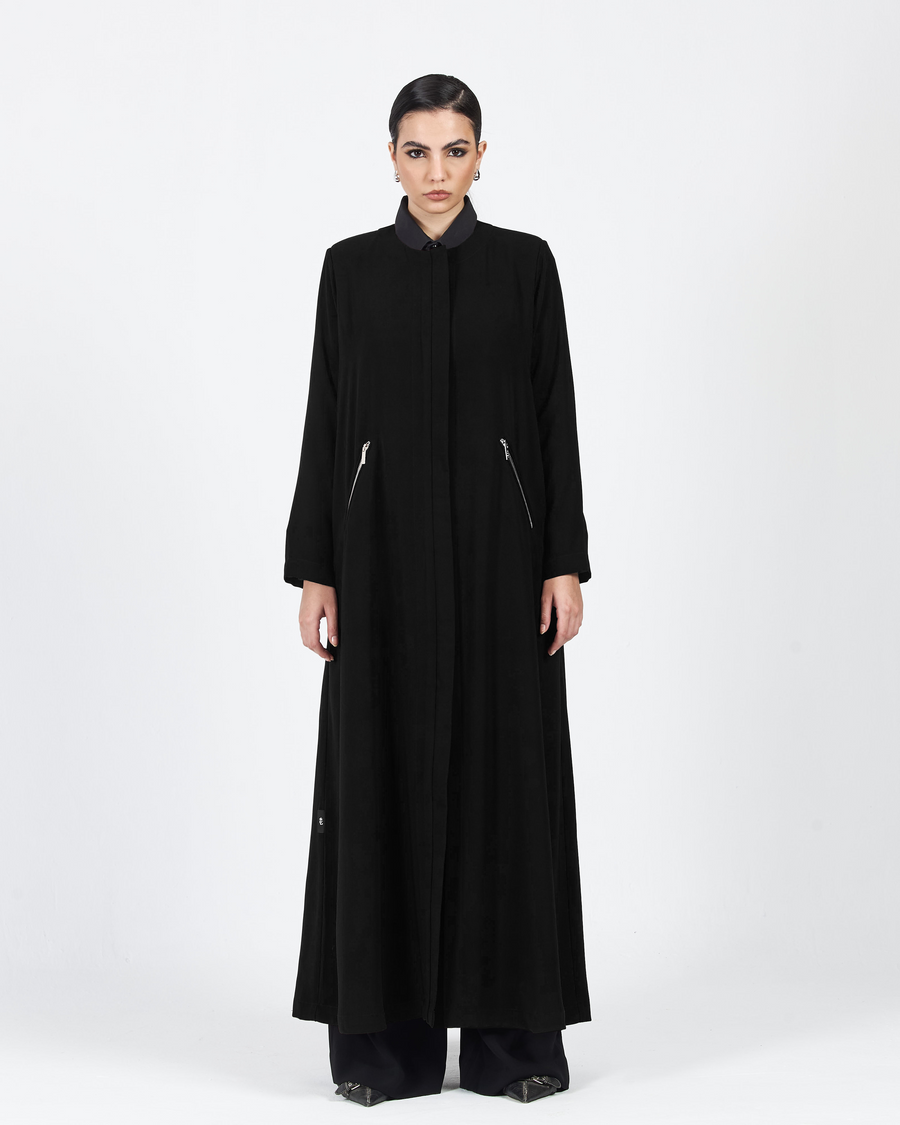 DIAGONAL ZIPPER POCKET ABAYA