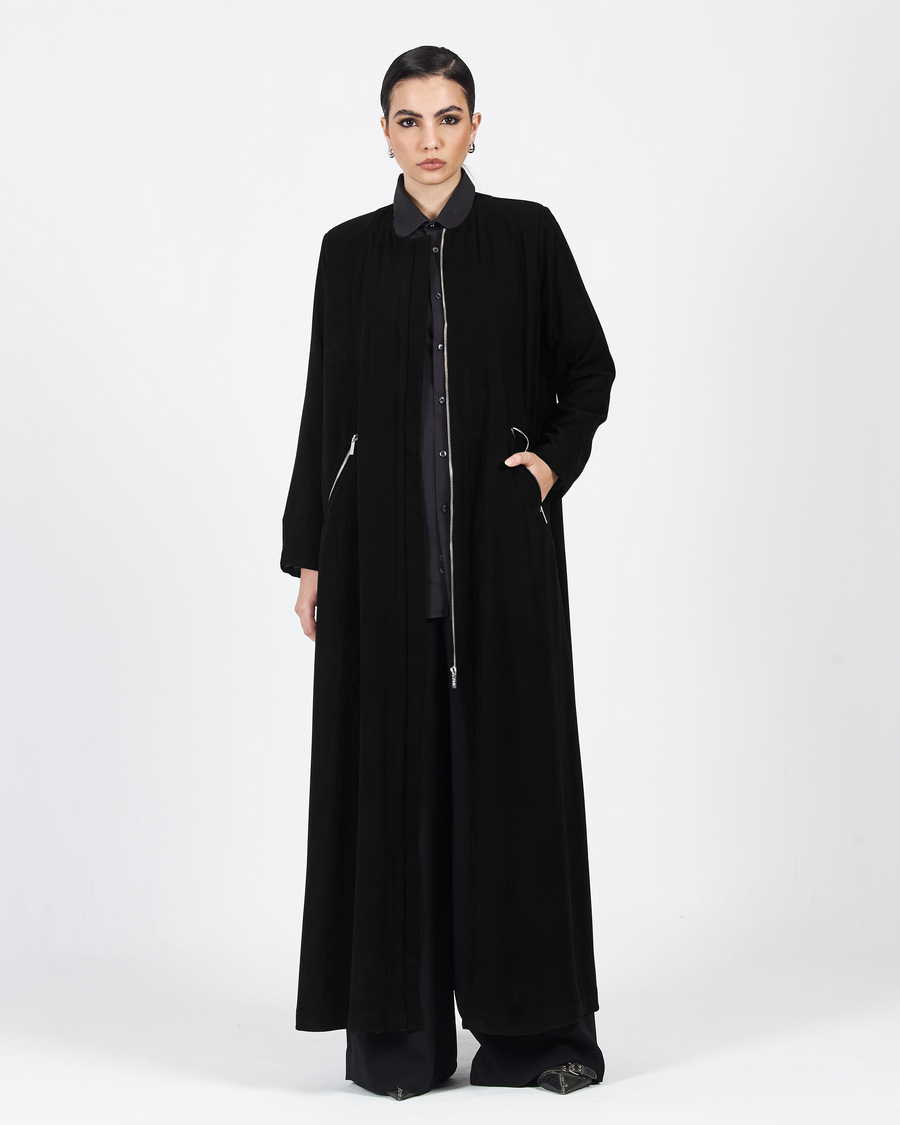 DIAGONAL ZIPPER POCKET ABAYA