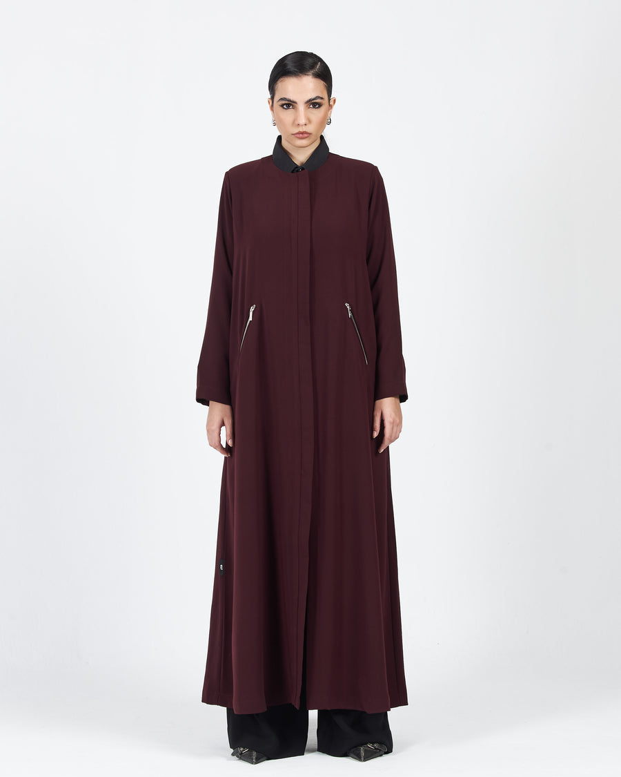 DIAGONAL ZIPPER POCKET ABAYA