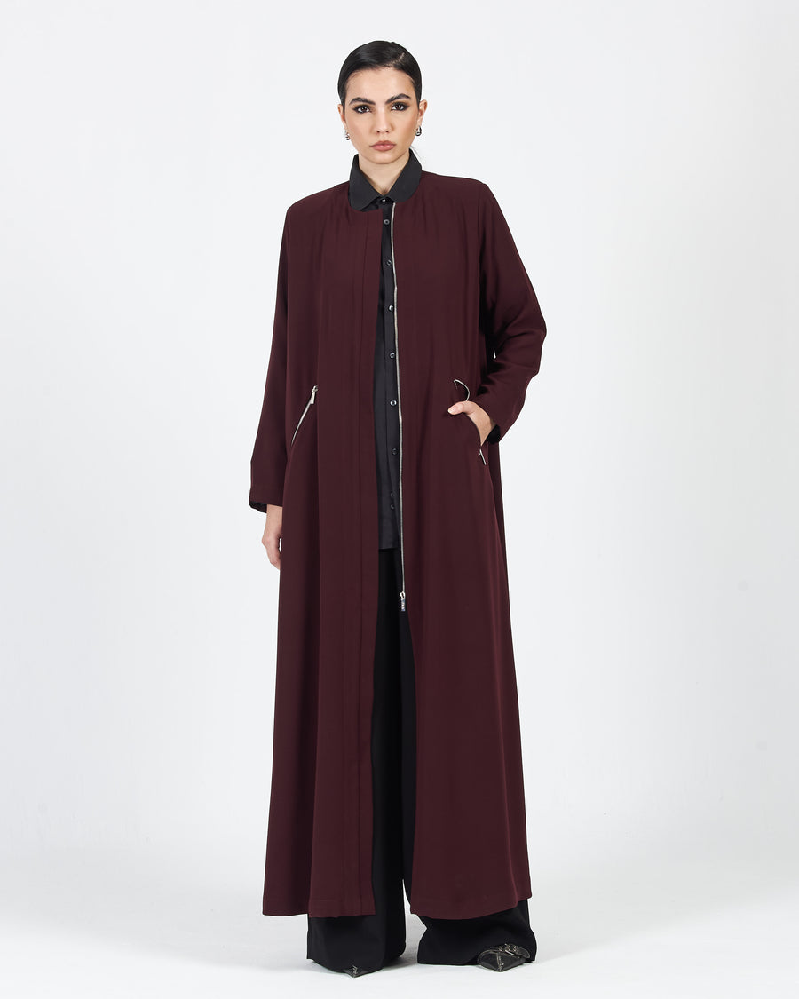 DIAGONAL ZIPPER POCKET ABAYA