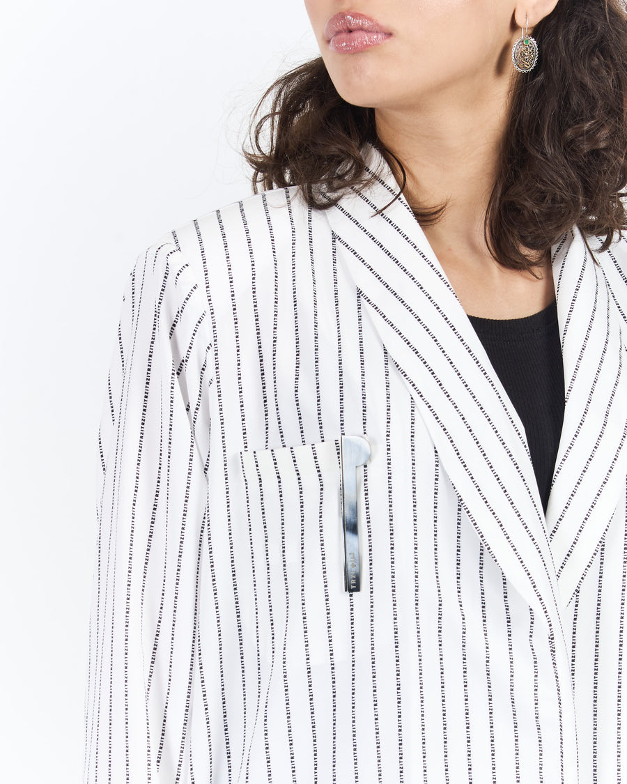 VERSATILE STRIPED CREPE A-CUT BLAZER