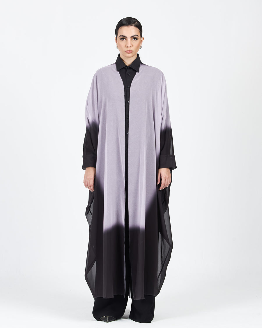 BISHT-CUT CONTRAST ABAYA