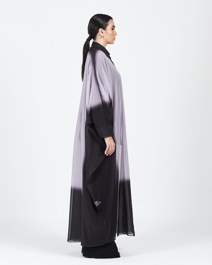 BISHT-CUT CONTRAST ABAYA